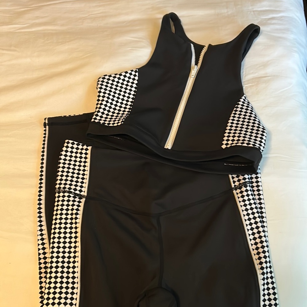 IVL Collective black and white checked sports bra and leggings